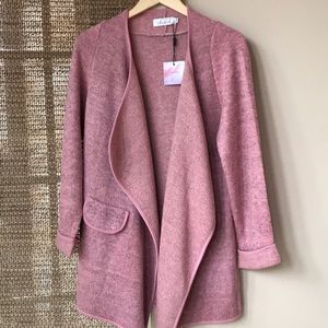 Chicwish pink duster sweater jacket